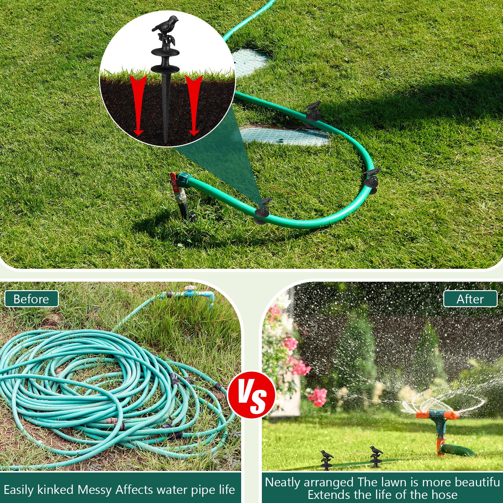 MorningRo decorative bird design hose guide blends with lawn decor while guiding the hose