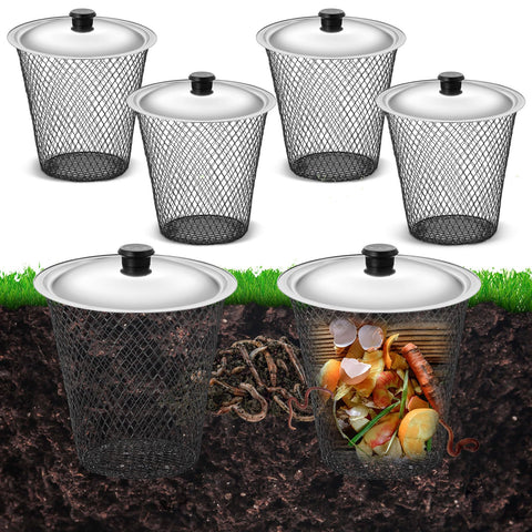 MorningRo 4-pack inground worm composters with lids for efficient kitchen waste recycling.