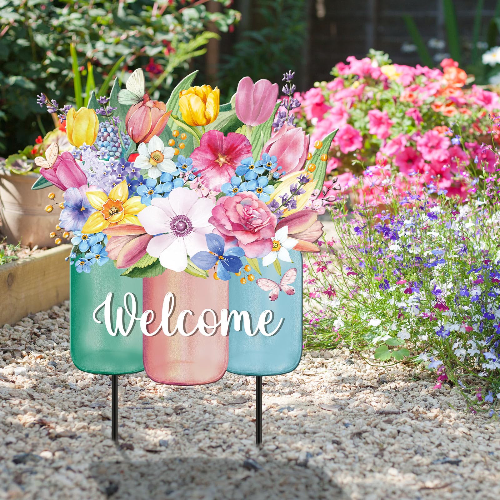 MorningRo outdoor garden sign close-up highlights durable construction.