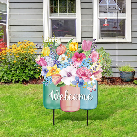 MorningRo patio yard sign on green lawn enhances curb appeal.