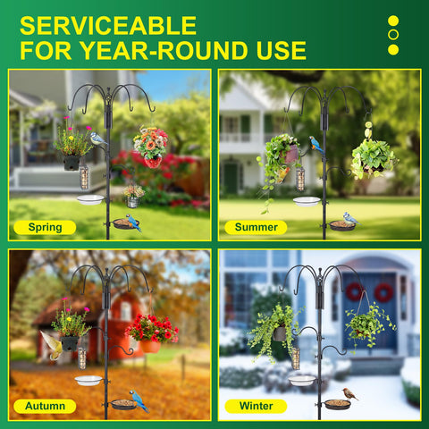 MorningRo six-hook feeder stand ideal for hanging bird feeders and lanterns