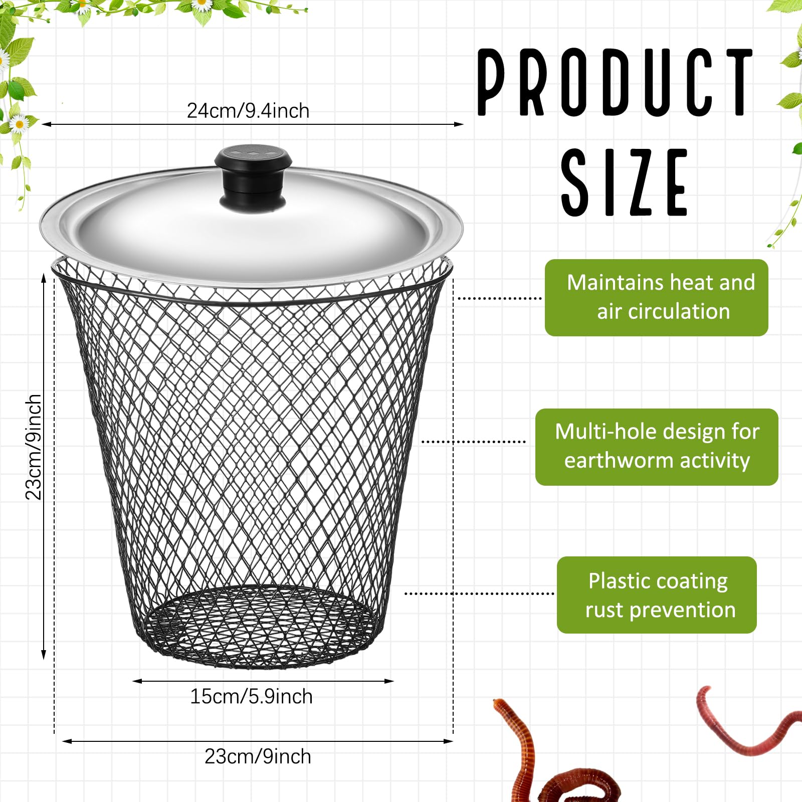 MorningRo metal worm composter bin with compact design fits small outdoor spaces.