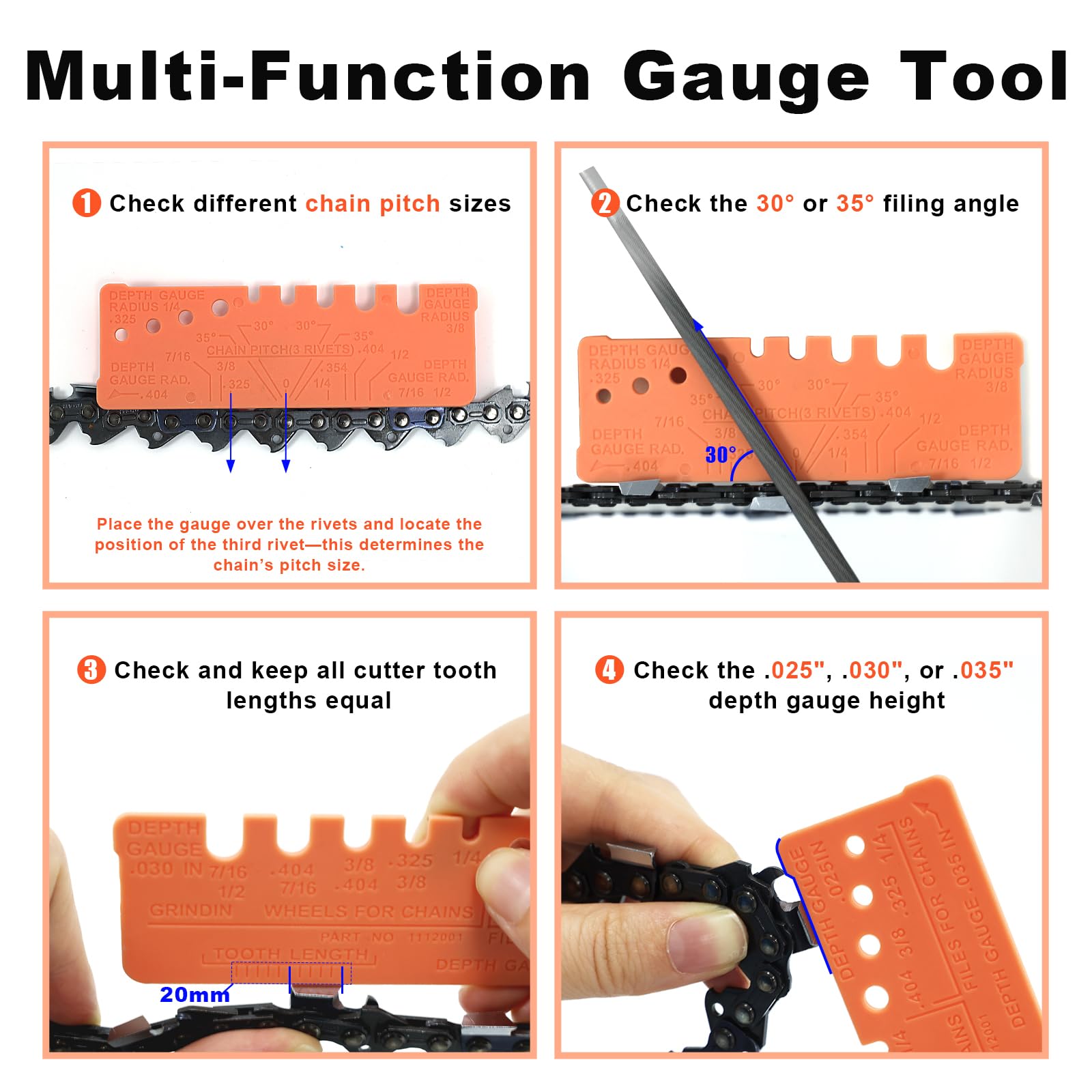 MORROWIND Chainsaw Sharpener Kit depth gauge with 0.25 and 0.30 inch settings