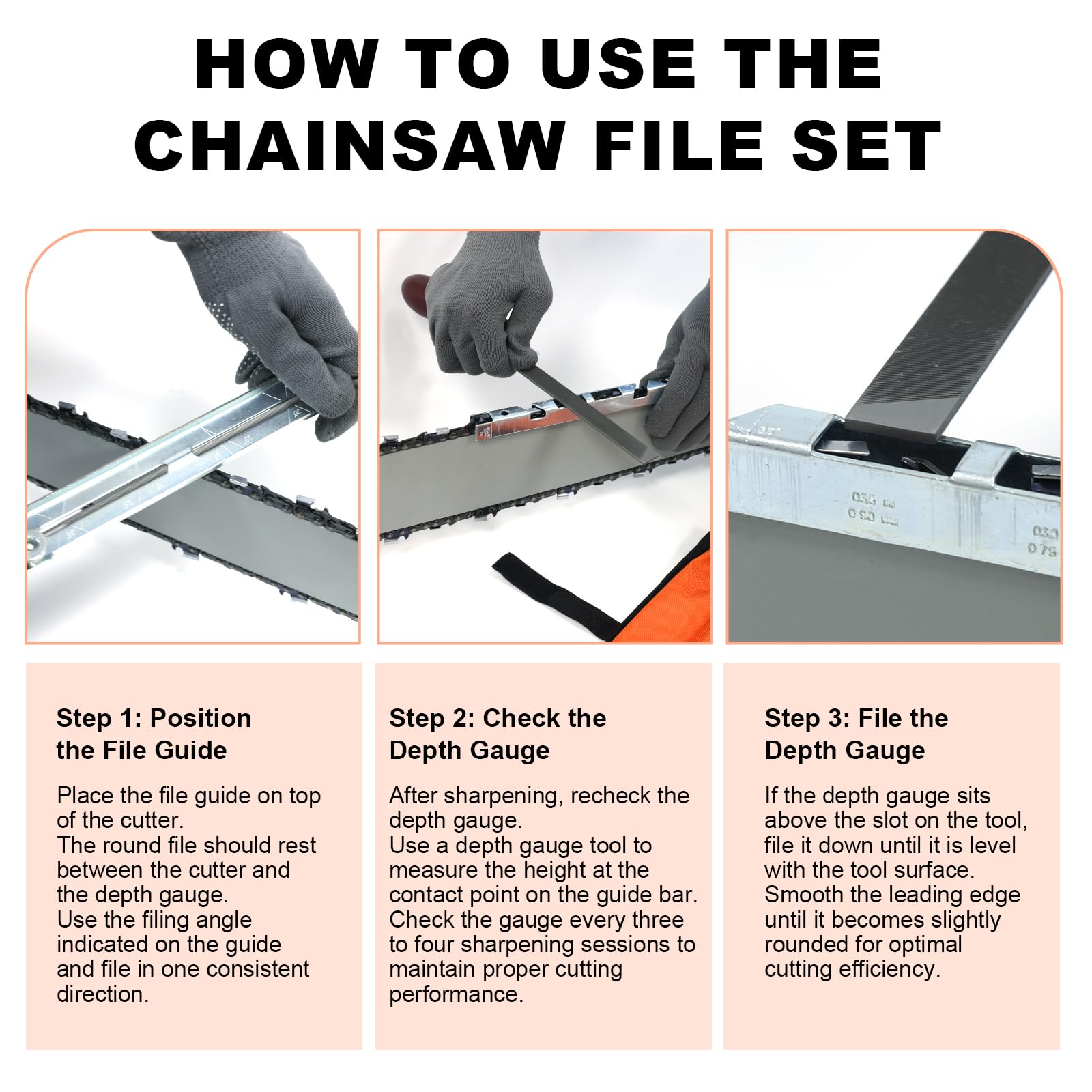 MORROWIND Chainsaw Sharpener Kit filing guide for proper angles