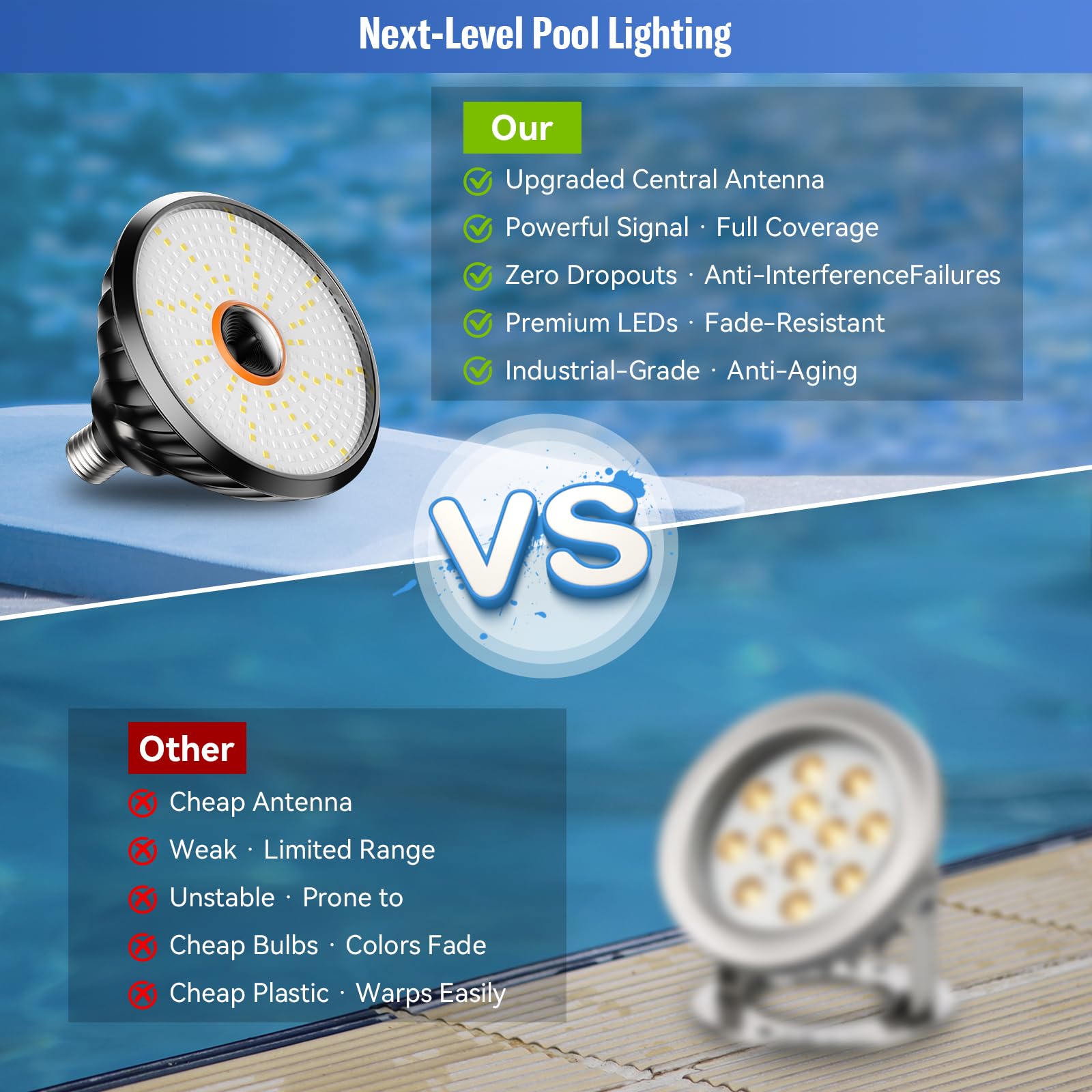 MORSEN pool light bulb E26/E27 base compatibility for standard fixtures
