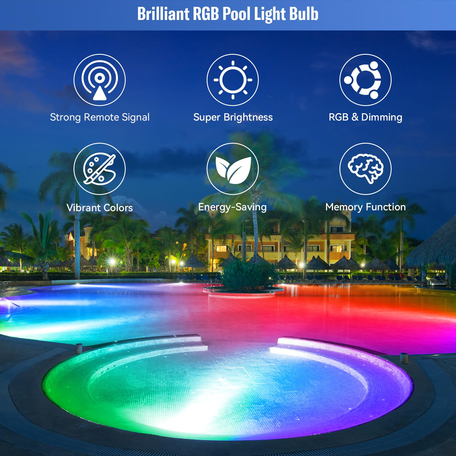 MORSEN pool light bulb RGB color modes for customizable ambiance