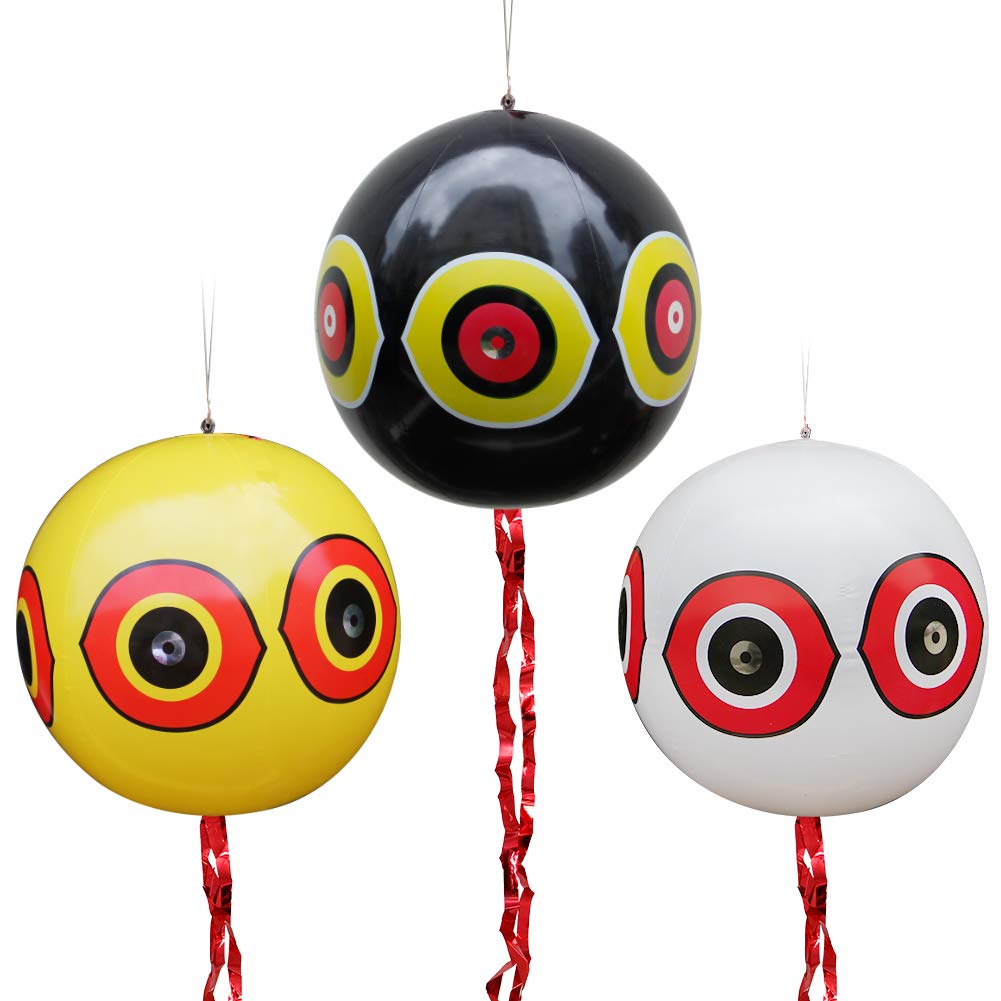 MorTime bird deterrent balloon 24in with reflective eyes protects gardens from birds