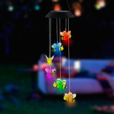 MorTime color-changing bee wind chime creates evolving mood lighting
