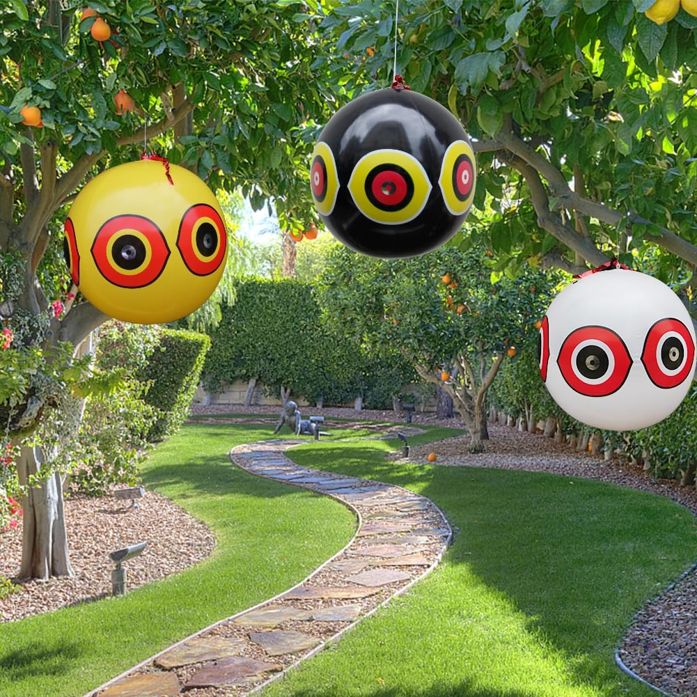Easy-setup MorTime balloon hangs from trees or fences with included strings