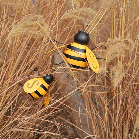MorTime bee wall art yellow-06 hangs easily for outdoor drama
