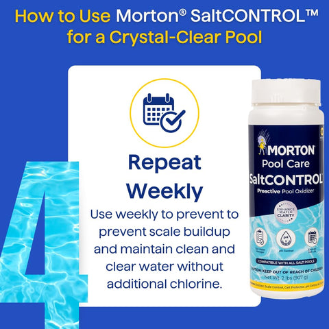 Morton SaltCONTROL measurement usage image shows simple weekly dosing.