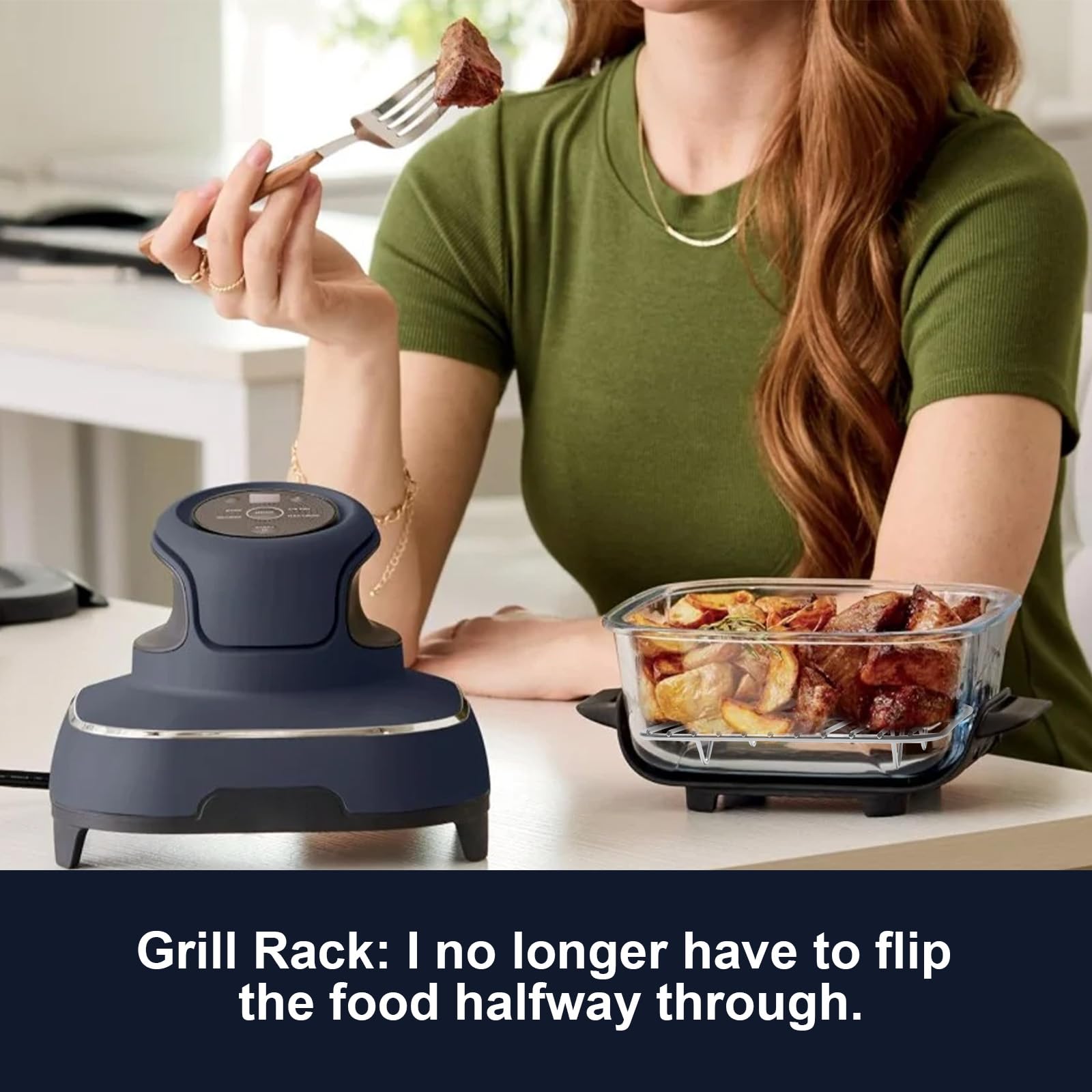 Double your air fry capacity by placing on top of the original rack