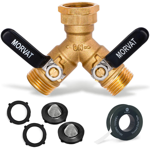 Morvat brass 2-way Y-splitter outlets enable dual watering options for two hoses