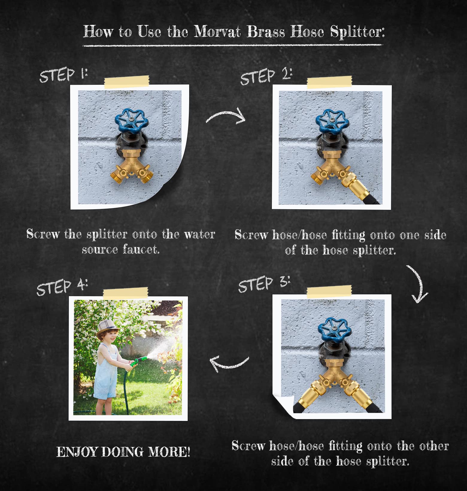 Heavy-duty Morvat splitter adapter designed for daily garden use