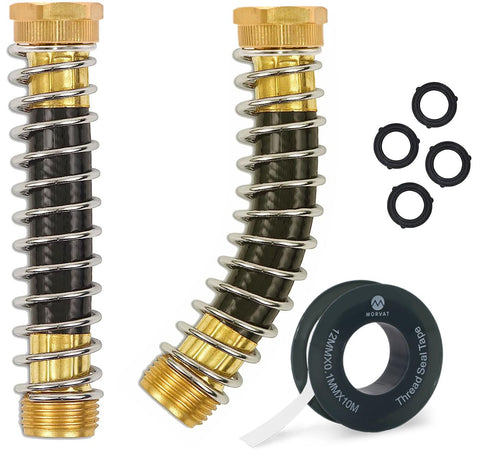 Morvat garden hose protector with brass coil guards against kinks