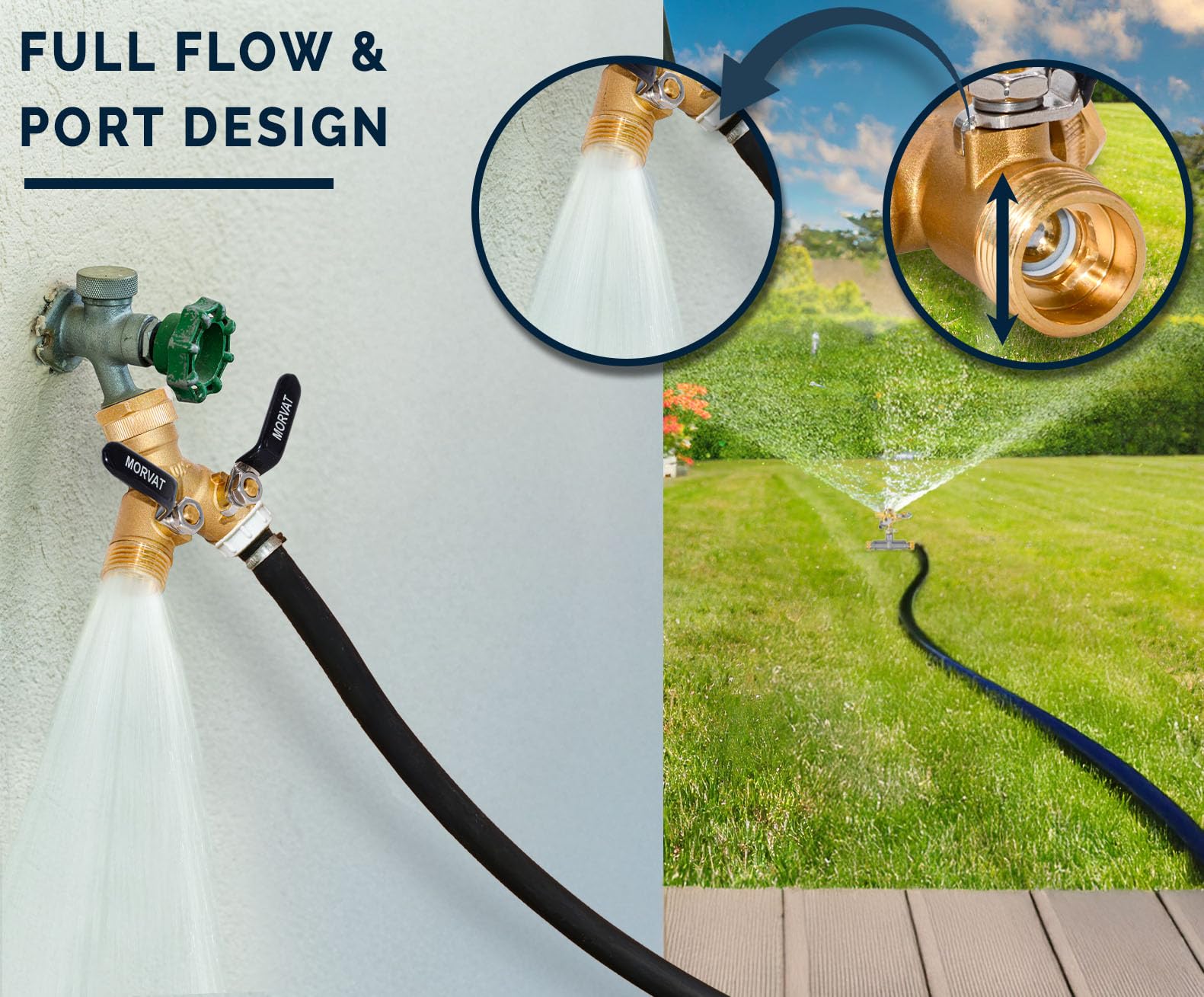 Morvat lead-free brass construction ensures durable, leak-proof garden connections