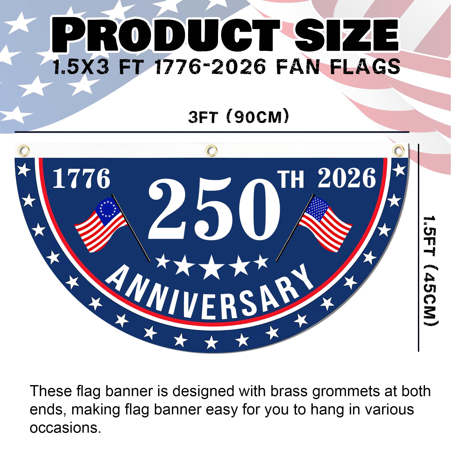 MOSADO USA Anniversary Flag back layer visible, keeps design legible from outside.
