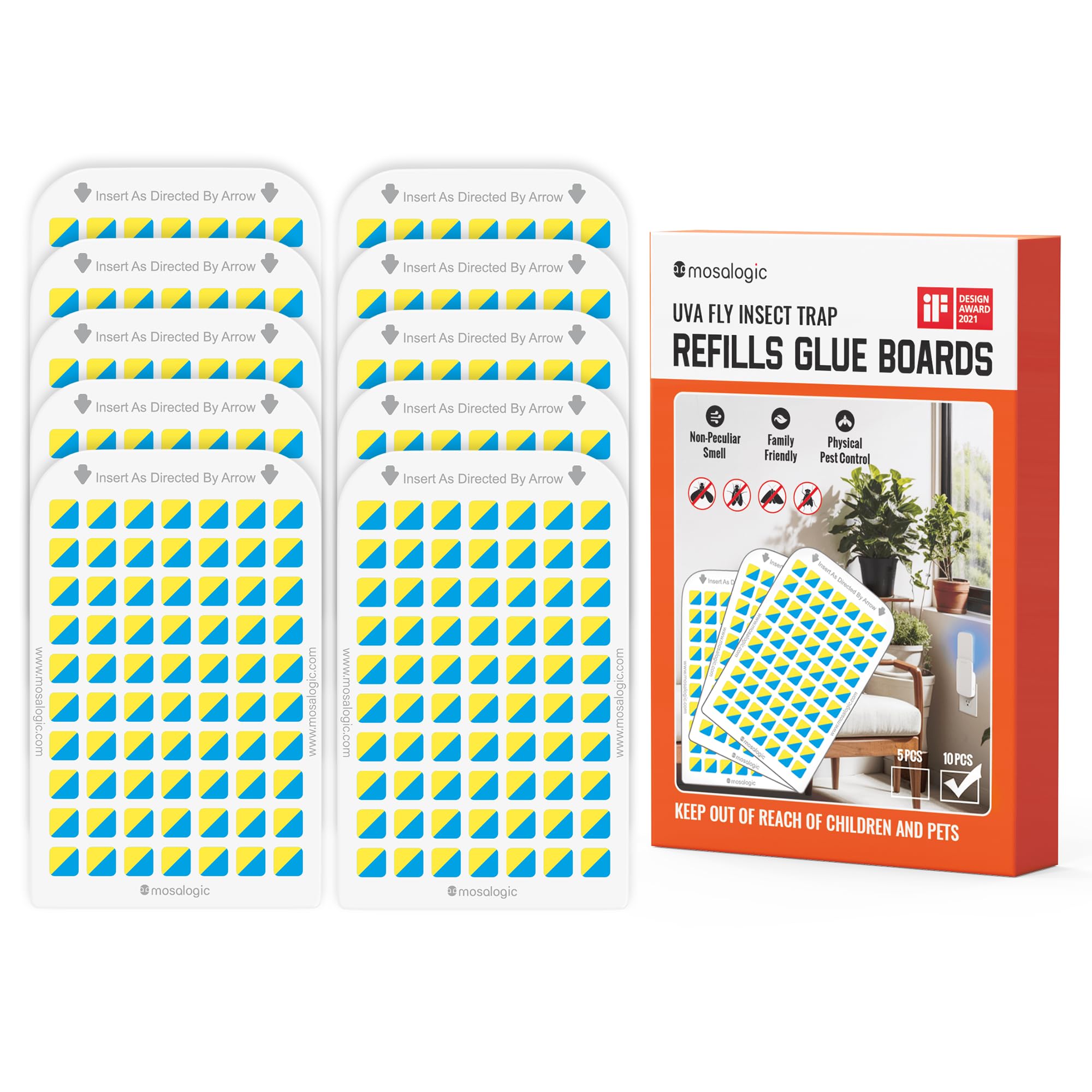 Mosalogic sticky card refill for indoor fly trap captures pests without sprays