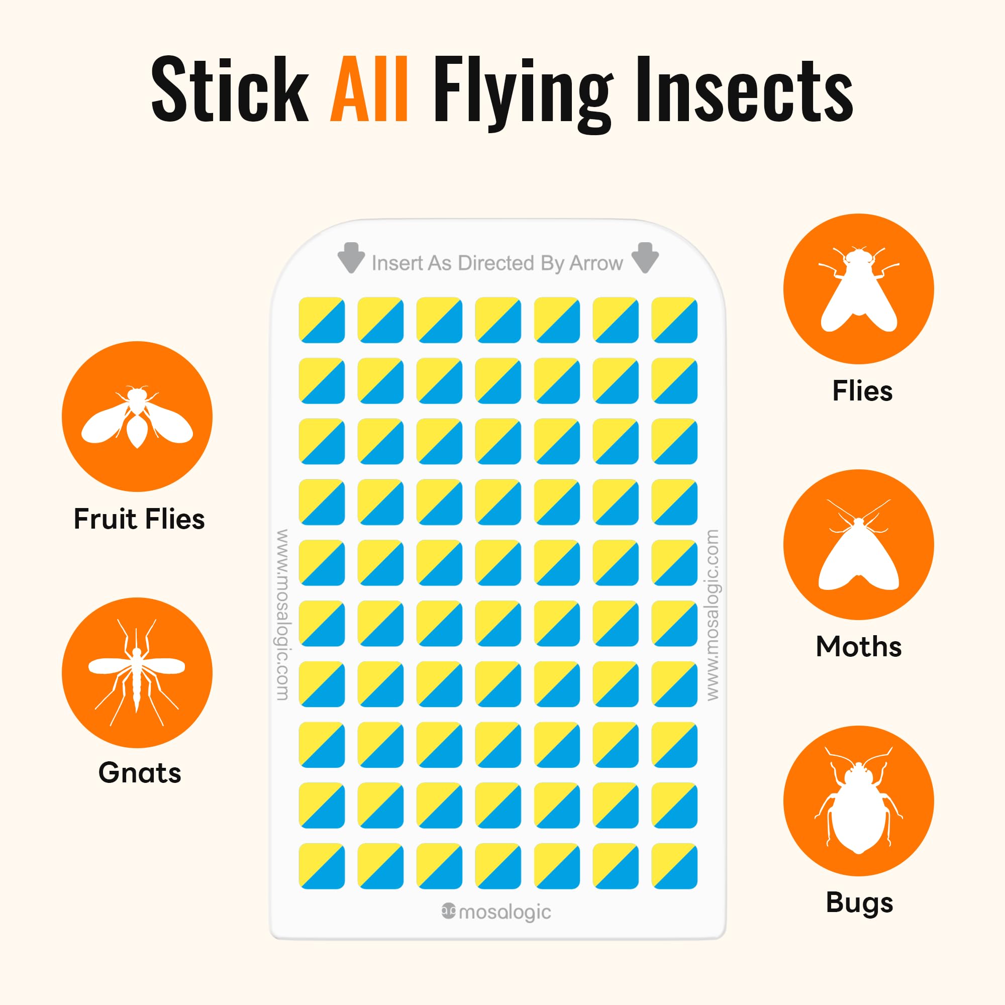 Mosalogic sticky card refill close-up showing adhesive surface for insects