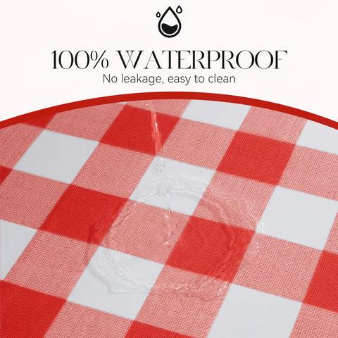 MOSAYT rectangle vinyl tablecloth red 54x78 laid flat on a picnic table.