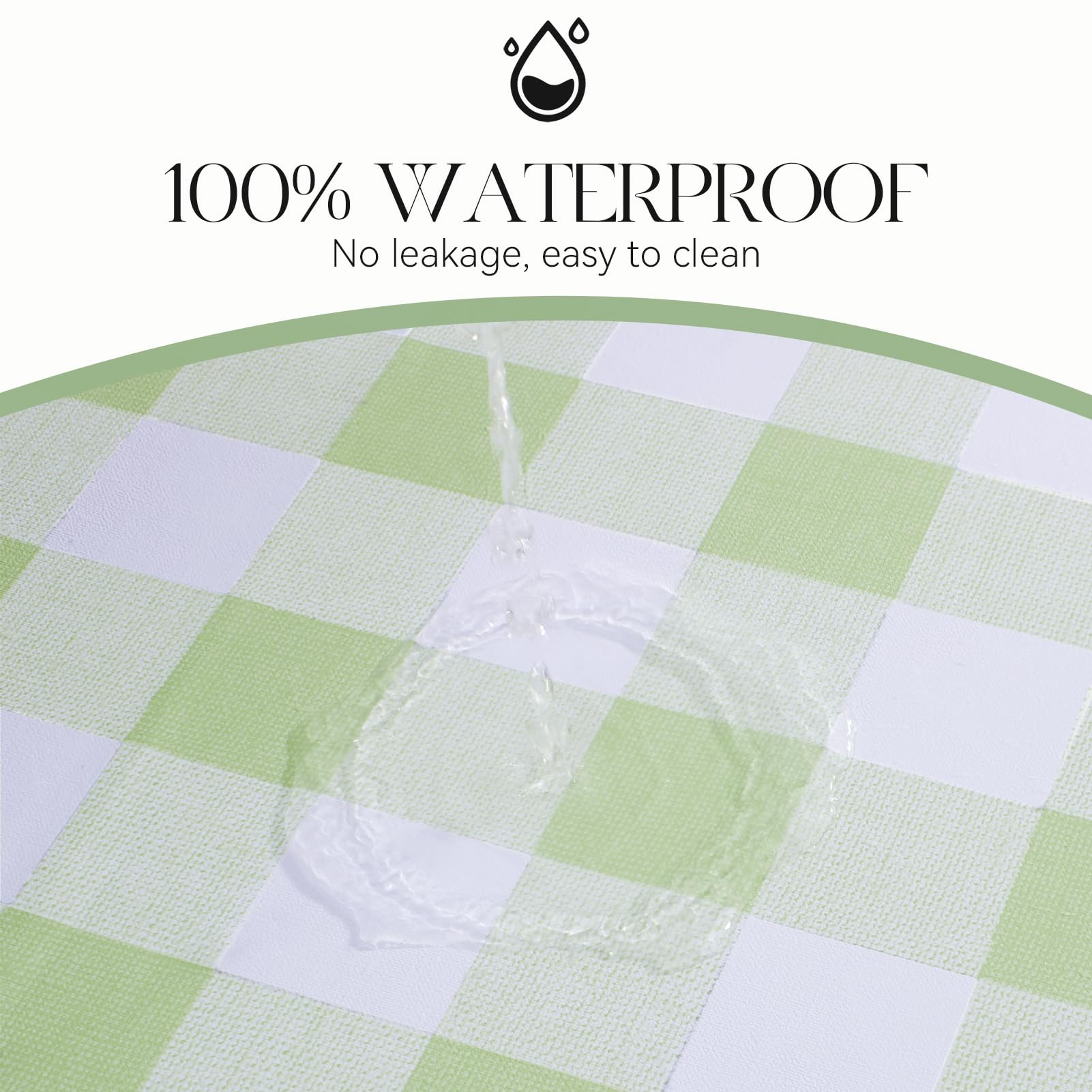 MOSAYT easy-clean tablecloth wipes clean with a damp cloth.