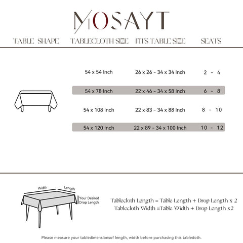 MOSAYT 54x78 tablecloth covering a breakfast spread.