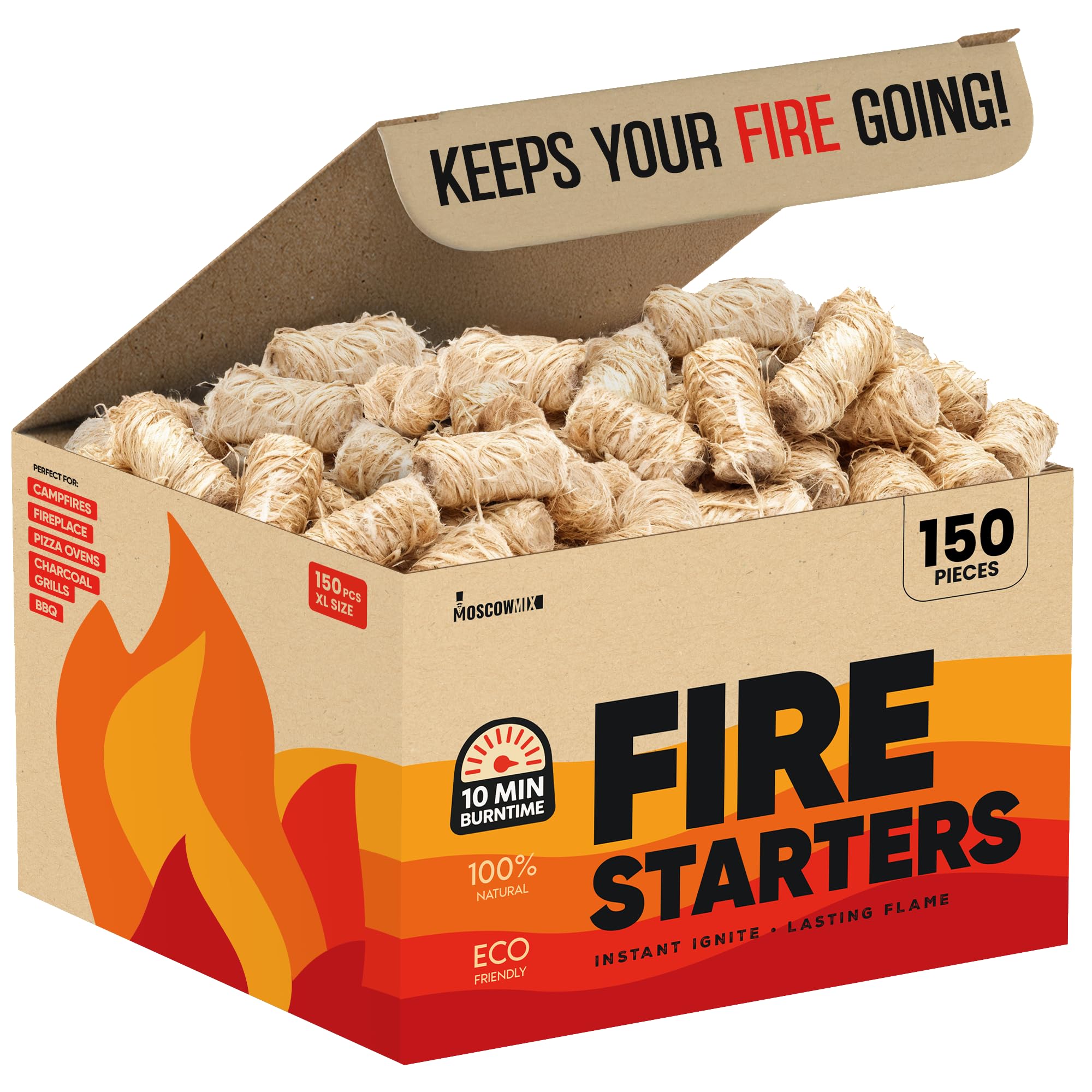 Moscow-Mix Fire Starter bulk pack ignites campfires quickly for grills
