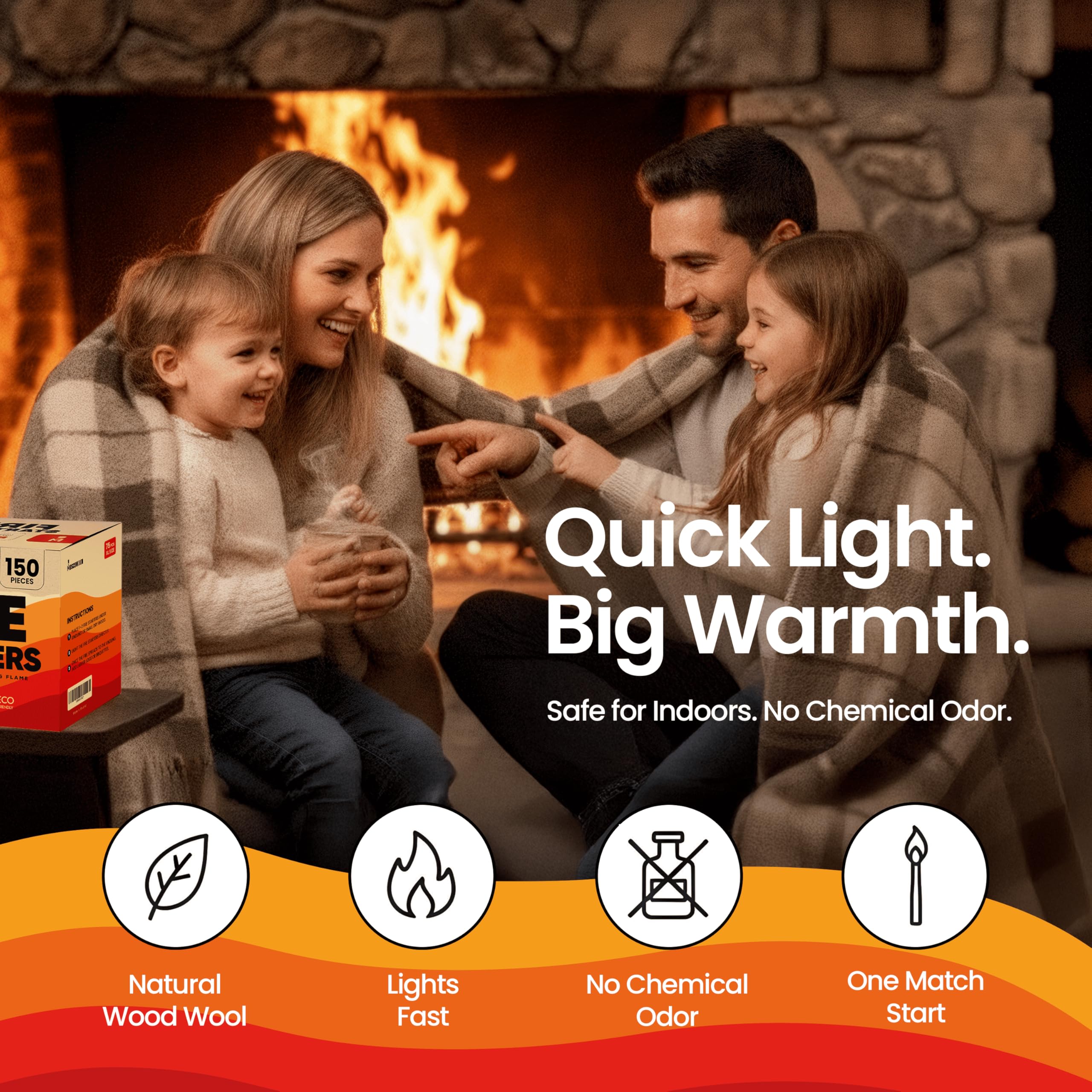 Moscow-Mix Fire Starter eco-friendly wood blocks burn cleanly