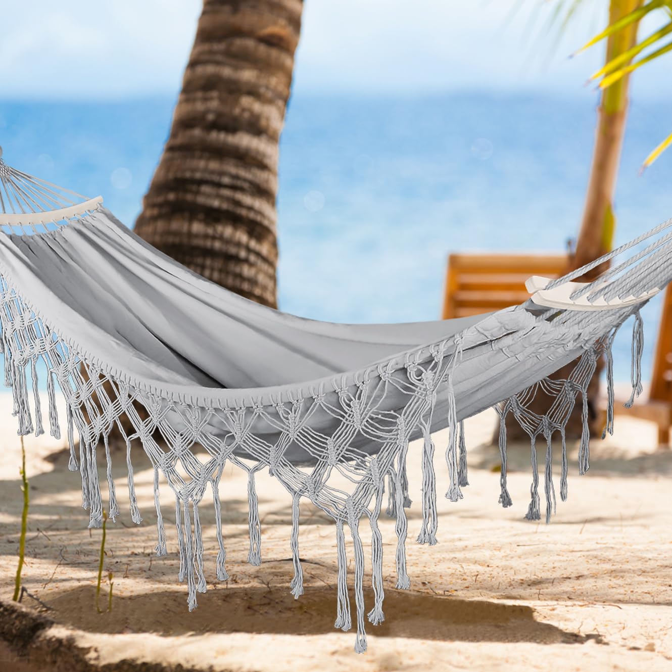 MOSFiATA bohemian decor hammock suitable for outdoor weddings and stylish patios.