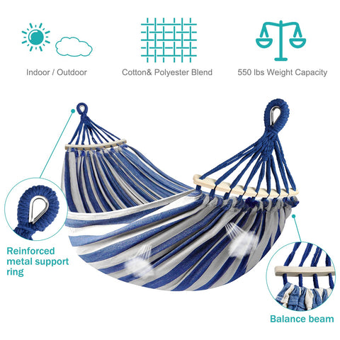 MOSFiATA hammock bed size 80.7L x 61W supports up to 550 lbs.