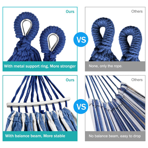 MOSFiATA metal knot reduces rope wear, extending hammock life.