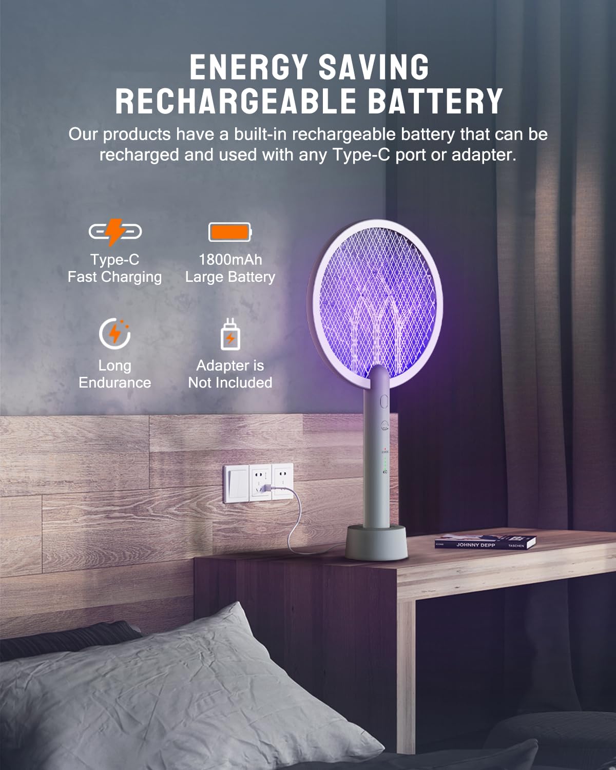 Rechargeable 1800mAh Mosiller base powering the device