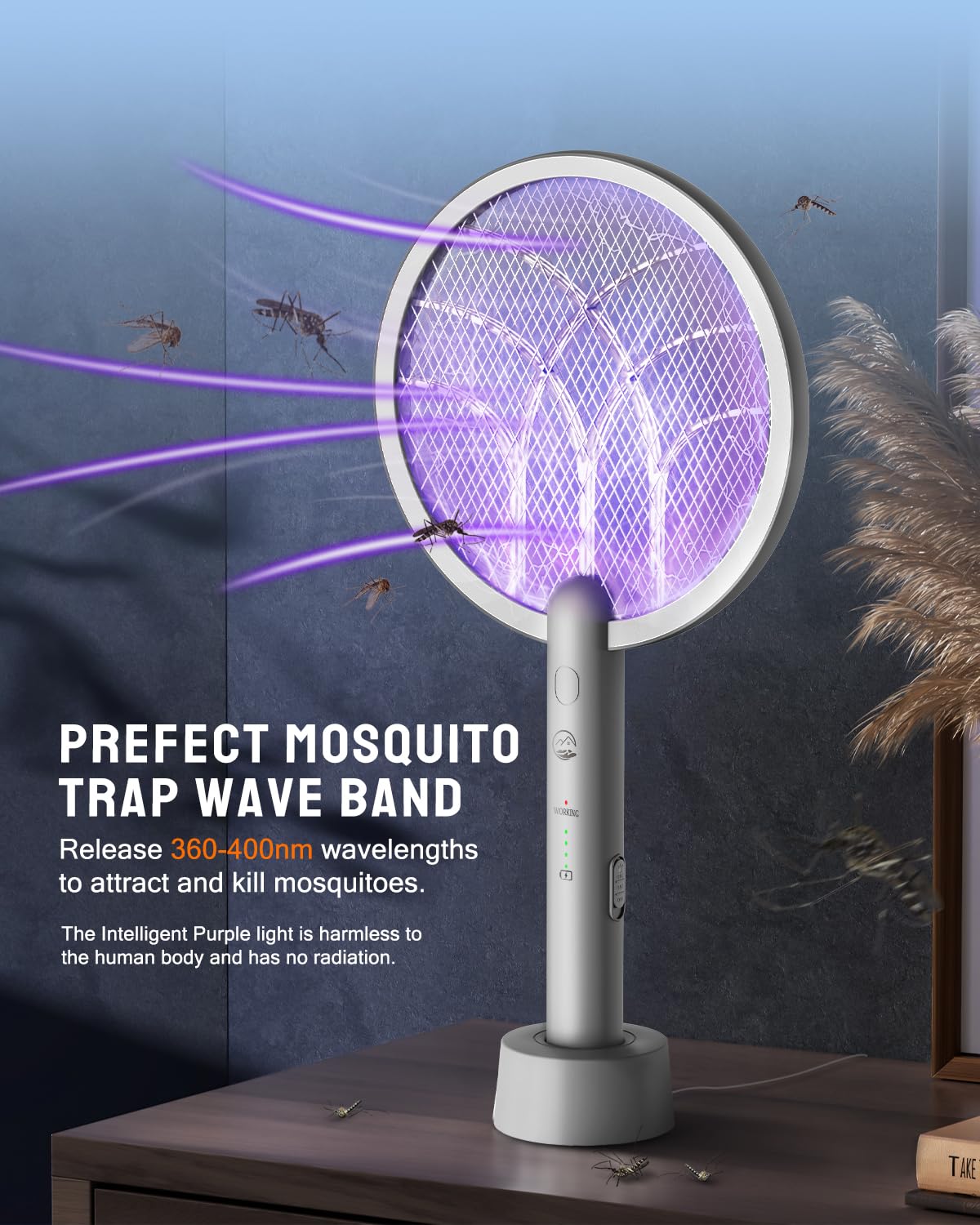 Two-in-one Mosiller lamp and racket compact unit for versatile use.