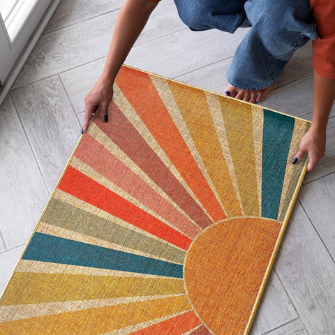 MOSITU Rainbow Doormat size 30x17 inches remains low-profile for smooth door operation.
