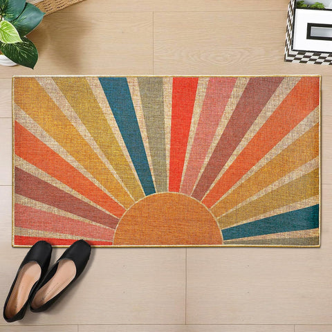 MOSITU Rainbow Doormat boho design complements modern interiors while withstanding weather exposure.