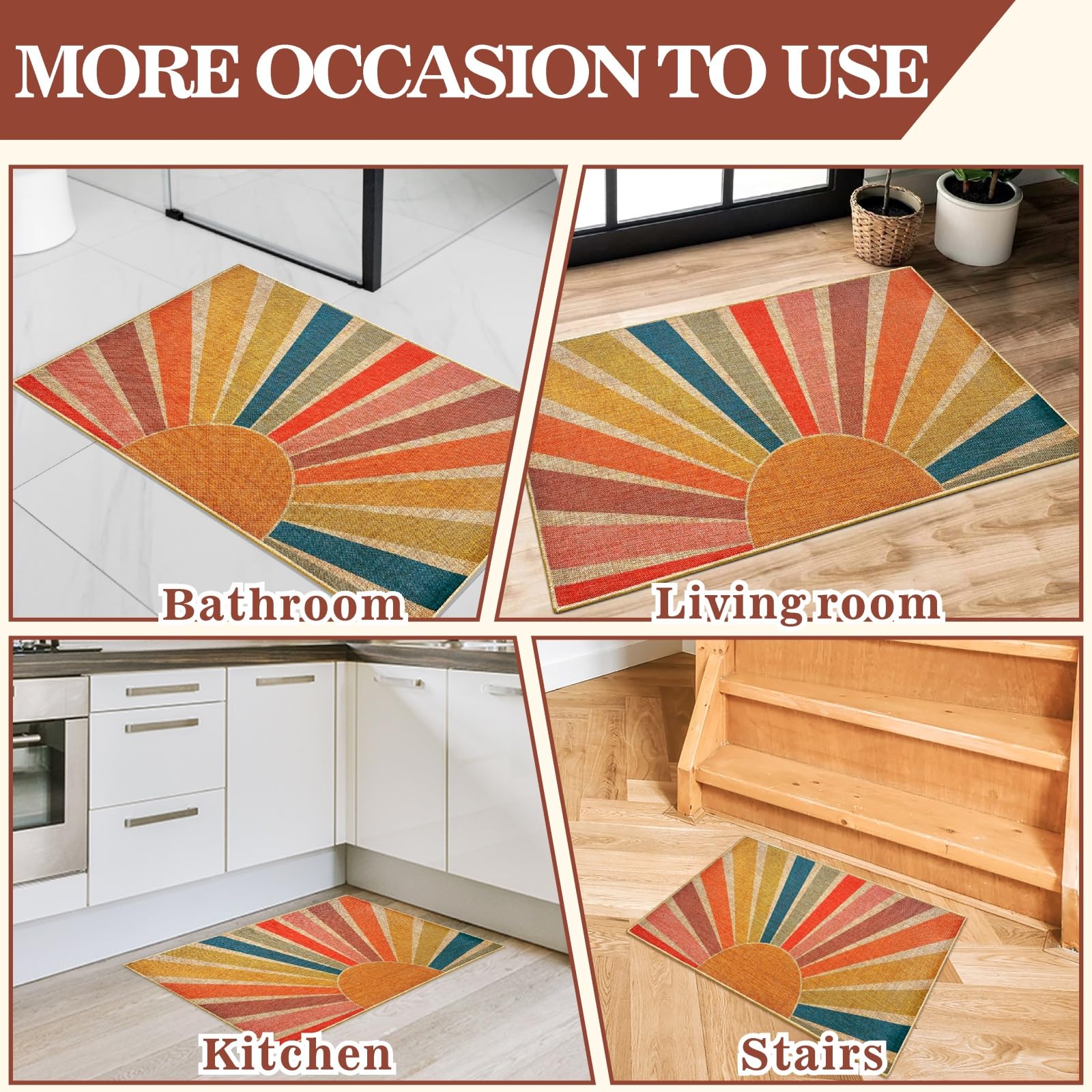MOSITU Rainbow Doormat indoor-outdoor use fits front doors, patios, and hallways.