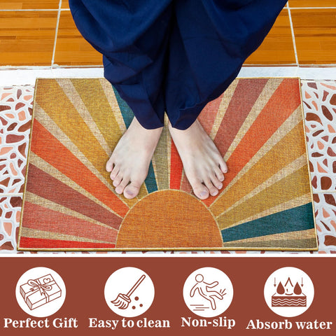 MOSITU Rainbow Doormat washable design is easy to clean with sweeping or machine washing.