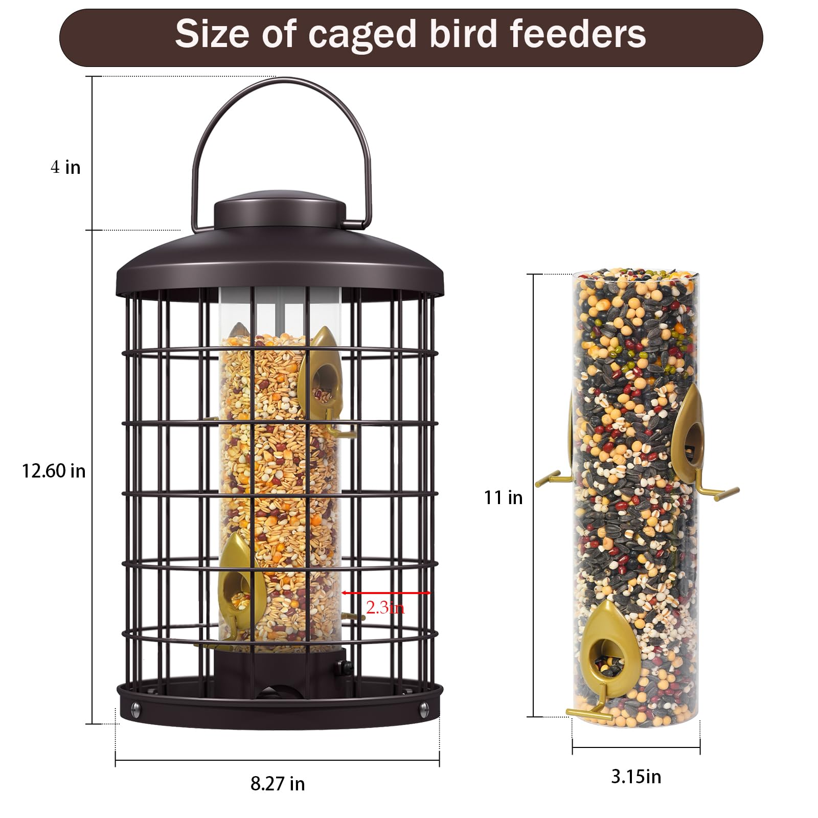 Mosloly 3 lb seed capacity allows longer intervals between refills.