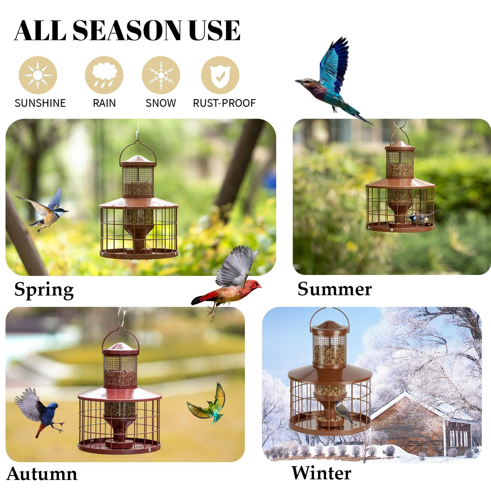Mosloly caged bird feeder detachable design enables easy cleaning and refilling.