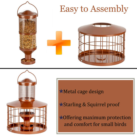 Mosloly caged bird feeder seed-tray detail highlights convenient seed catching.
