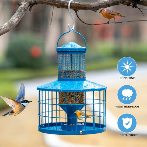 Mosloly squirrel-proof bird feeder deters pests while protecting seed