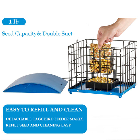 Mosloly squirrel-proof cage latch close-up for secure feeding