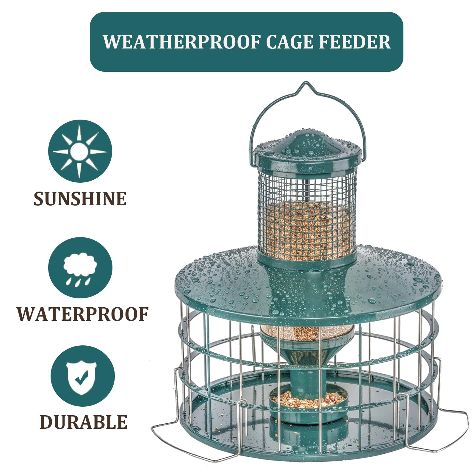 Clear 3 lb capacity tube with seeds visible in Mosloly feeder