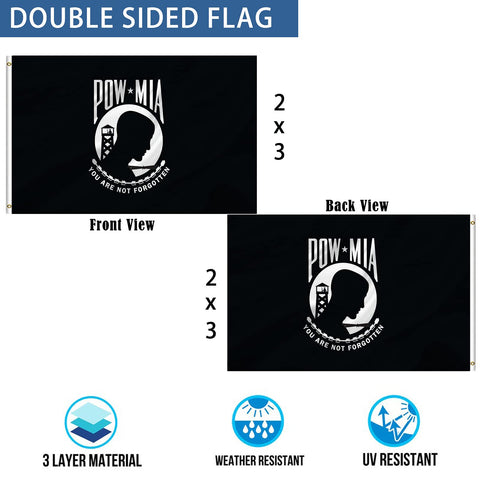 Mosprovie Pow Mia flag canvas header with brass grommets for secure hanging
