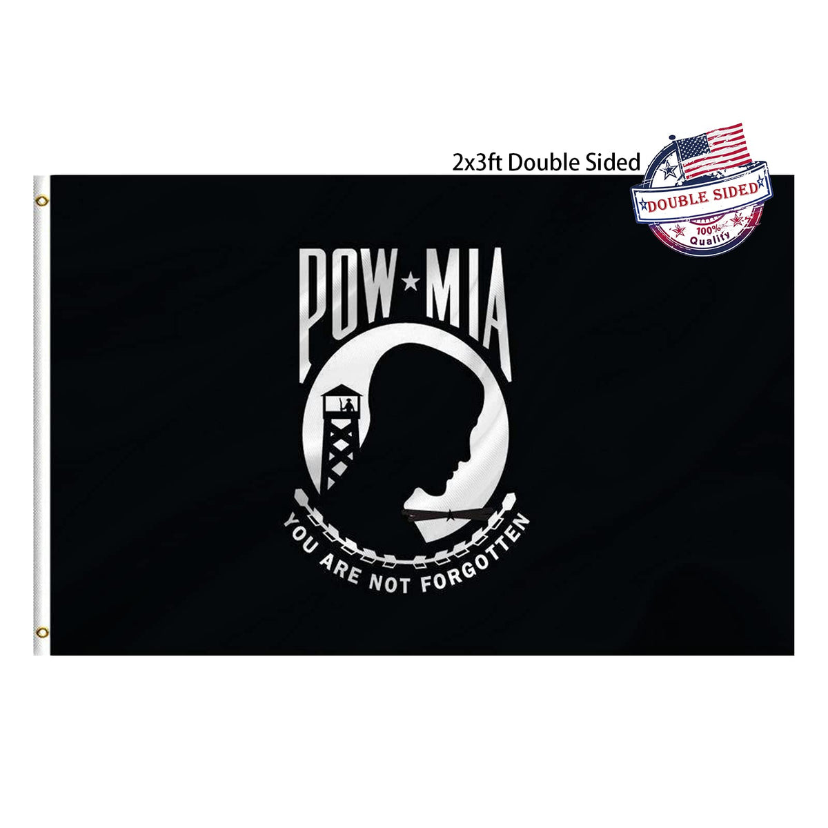 Mosprovie Pow Mia flag double-sided readiness for outdoor or indoor displays