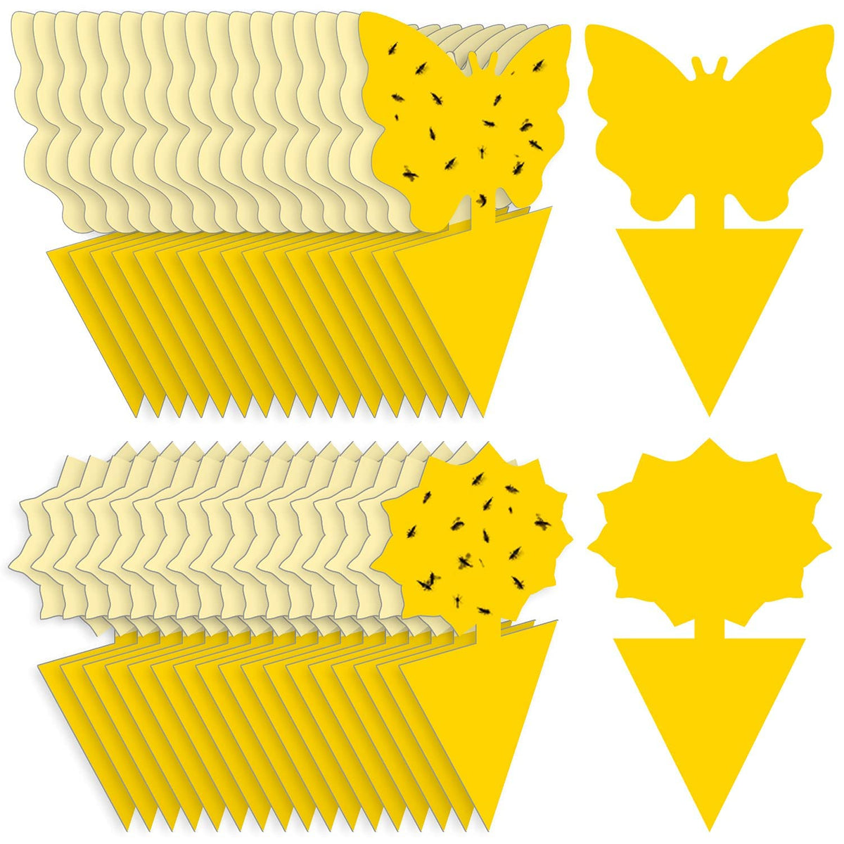 Mosqueda fruit fly traps close-up with yellow sticky surface for quick pest capture.