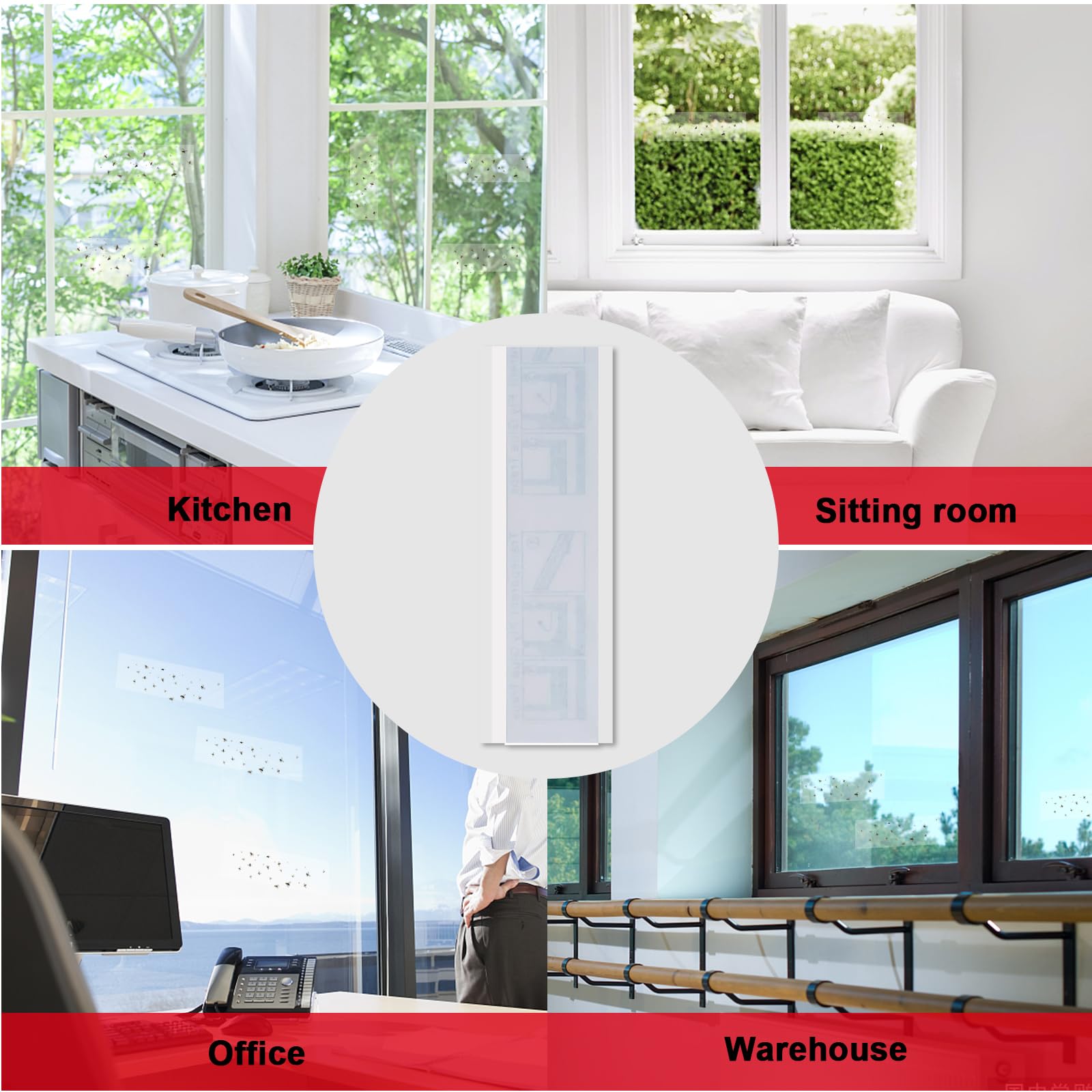 Indoor Mosqueda fly trap mounted on a window for pest control.