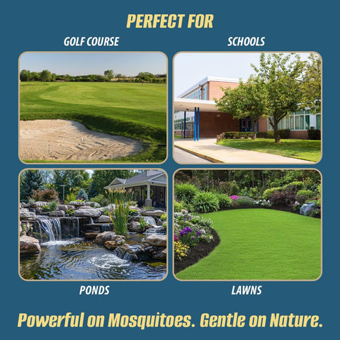 Mosquito Barrier yard application over lawn and shrubs.