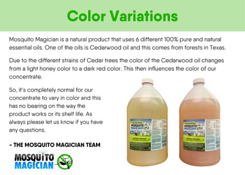 Note on color variation of Mosquito Magician formula.