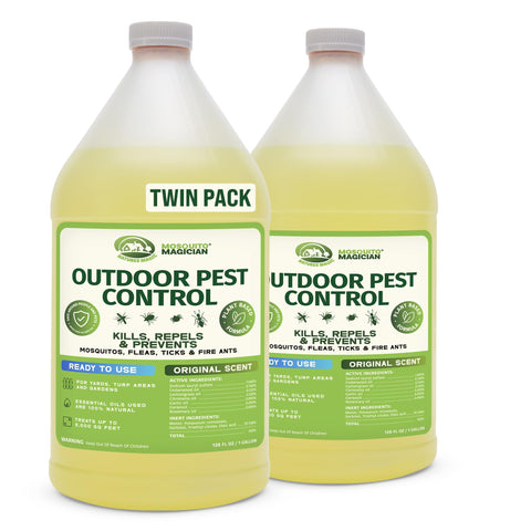 Mosquito Magician ready-to-use liquid solution bottle for outdoor pest control.